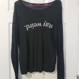 Brandy Melville Black 'Stay Weird' Long Sleeve Tee